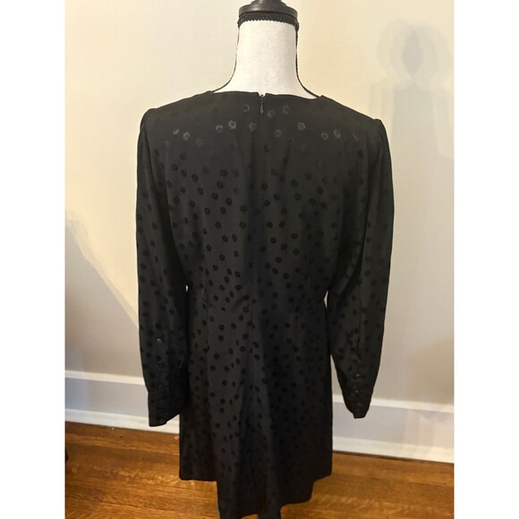 J. Crew Dress in Black Dot Long-sleeve - Size 10 - Picture 5 of 6
